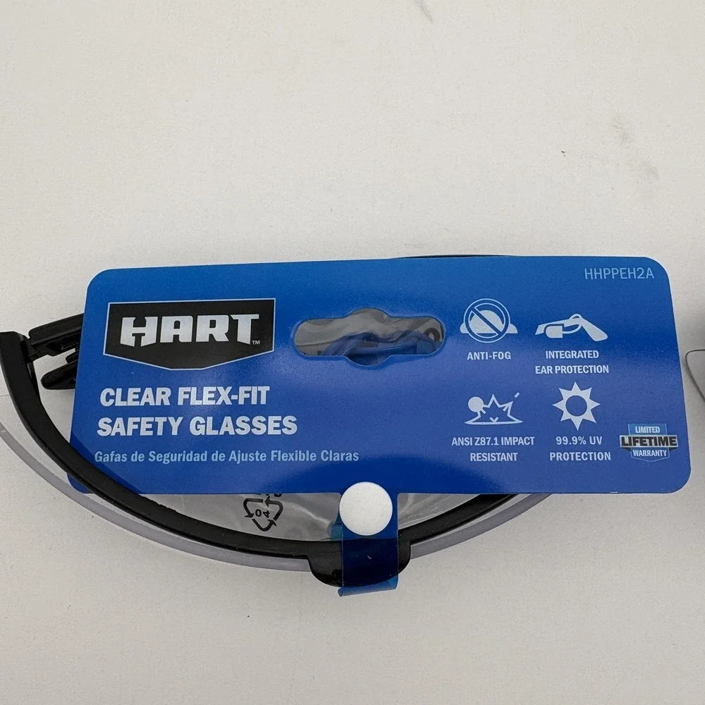 Lot 2 HART Clear Flex-Fit Safety Glasses Anti-Fog Ear Protection‎ UV ANSI Z87.1